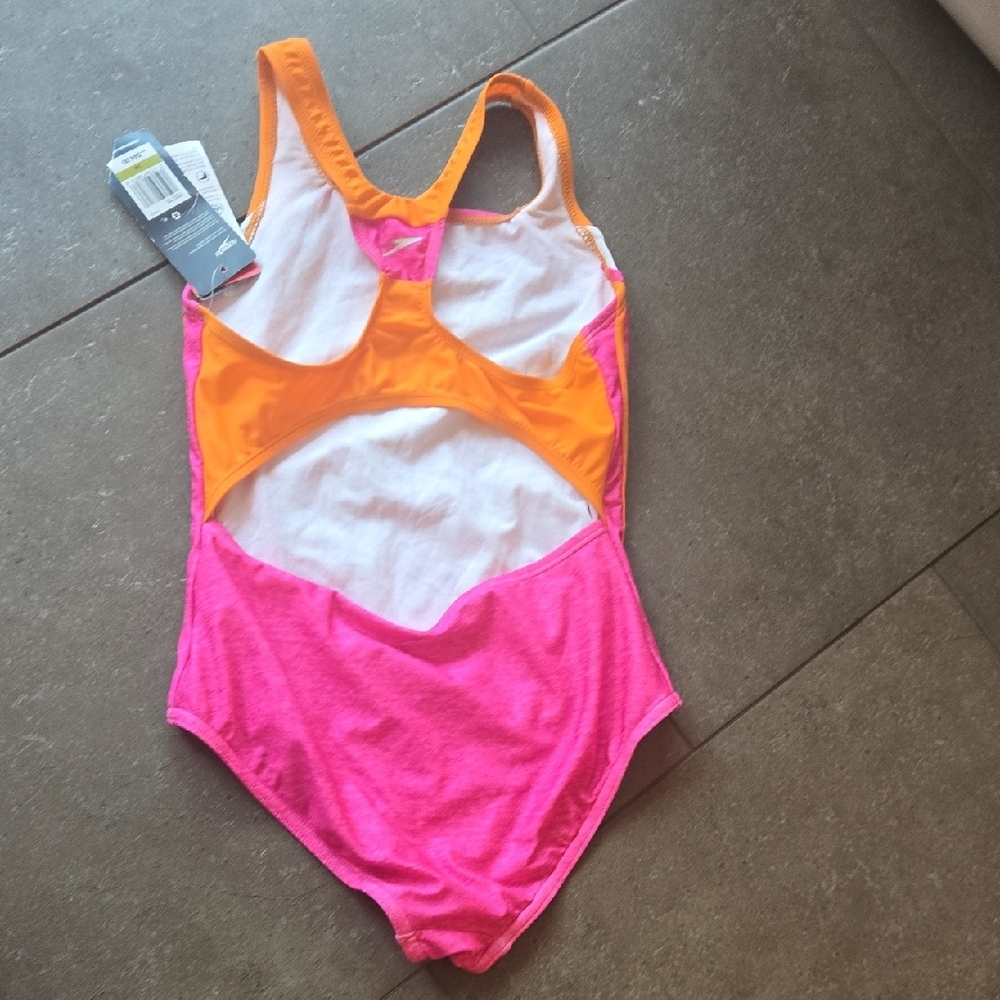 Speedo Kids Swim One Piece - Pink and Orange - Picture 5 of 5